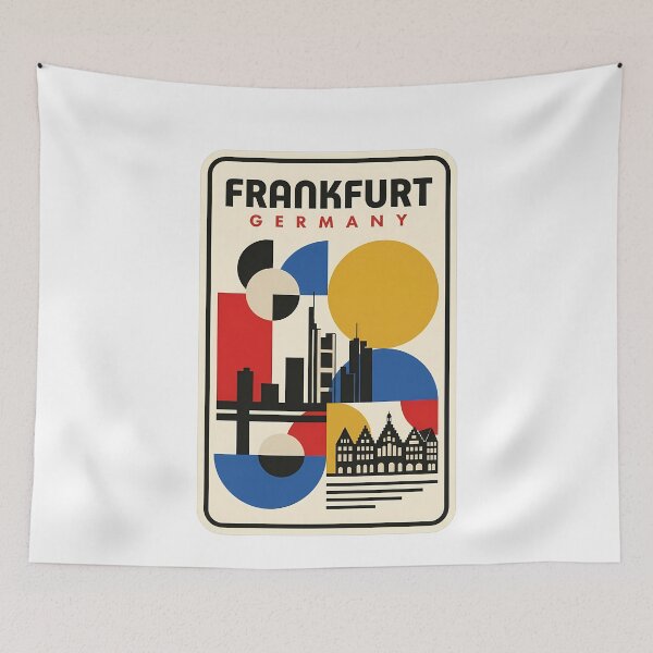 Item preview, Frankfurt Germany Retro Geometric City Skyline designed and sold by k3rstman1.