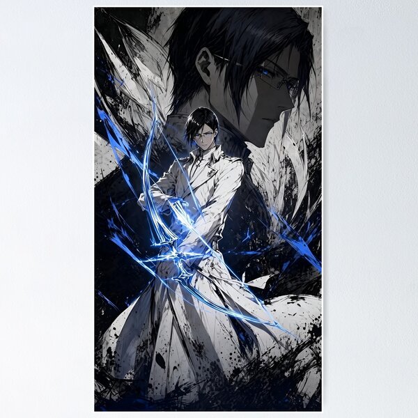 Item preview, Uryū Ishida Bleach Anime Art – Blue Spirit Bow Quincy Warrior designed and sold by Dyan4.