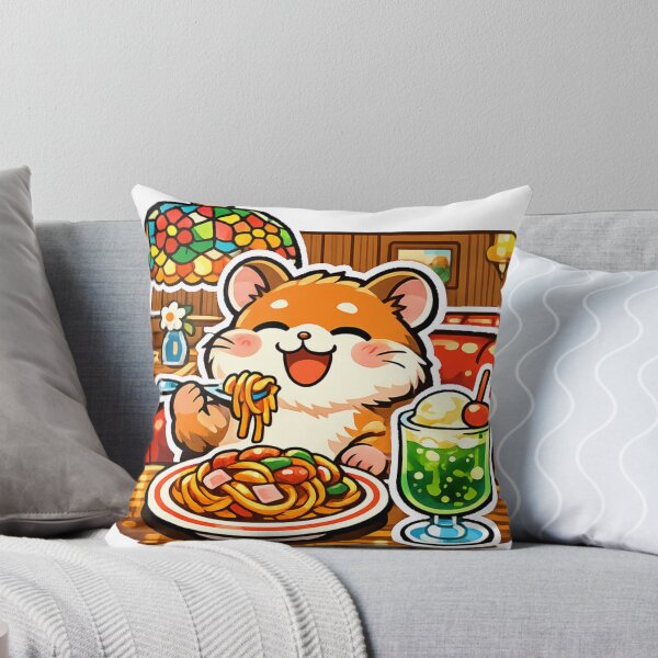 Item preview, Hamster Enjoying Napolitan at a Retro Japanese Cafe Sticker | Kawaii Showa Kissaten Design designed and sold by kawaii animal store (in Japan).