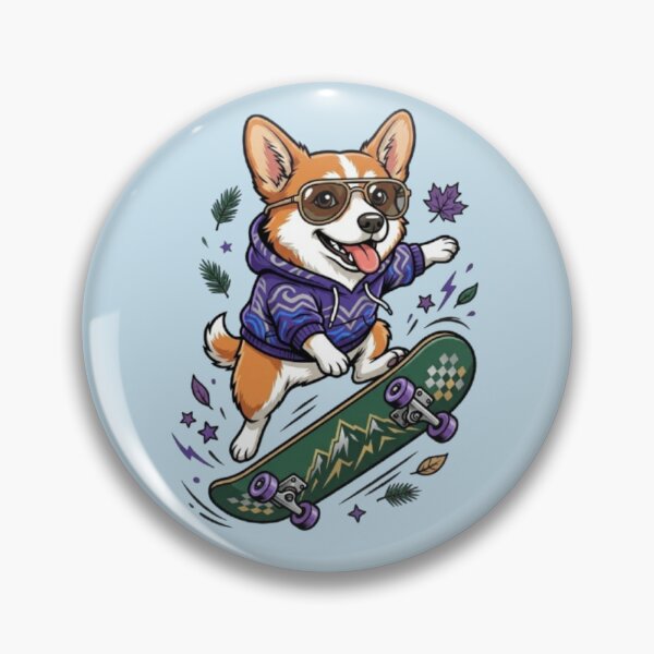 Item preview, Skater Corgi – Cool Dog on Board designed and sold by Dogandesighn.