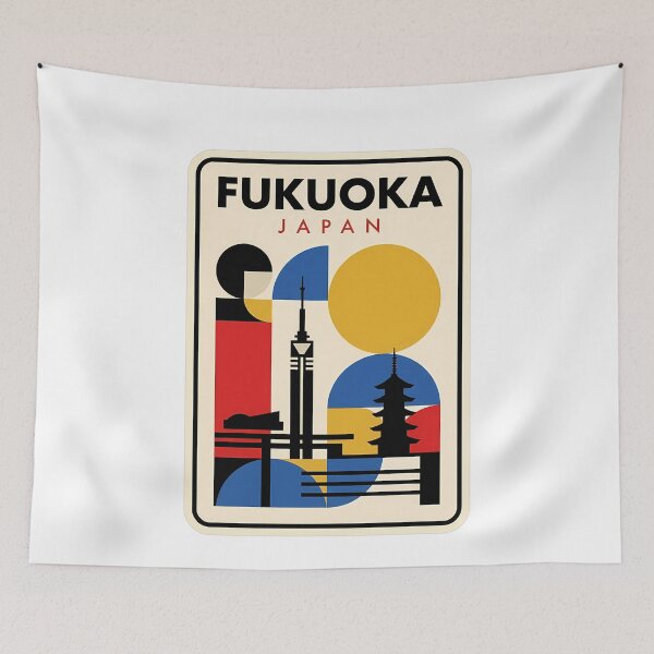 Item preview, Retro Fukuoka Japan Minimalist Geometric Cityscape designed and sold by k3rstman1.