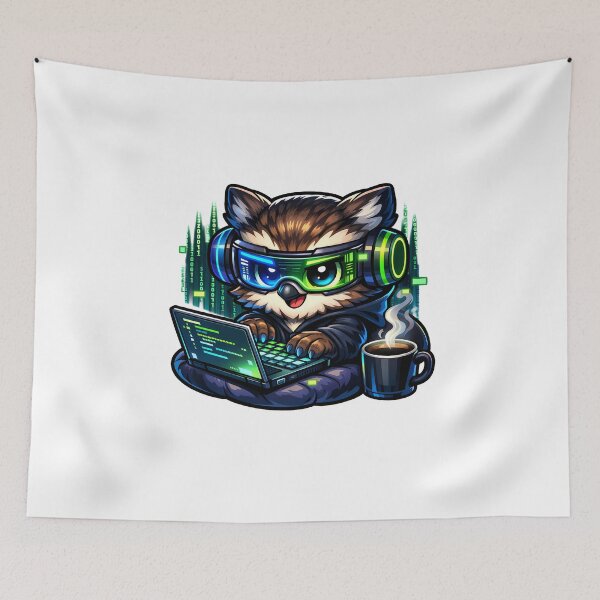 Item preview, Cyberpunk Owl Coder designed and sold by PawsAndPixelsCo.