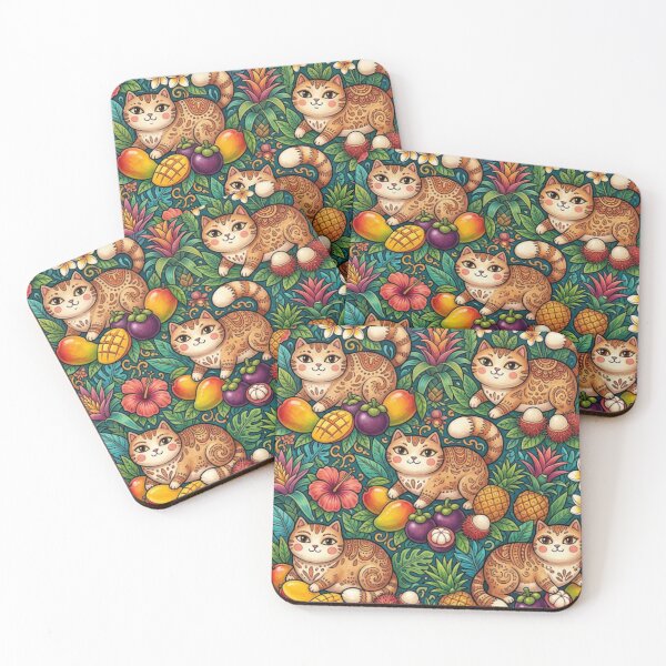 Item preview, Tropical Fruit Garden Cats designed and sold by Iampoji.
