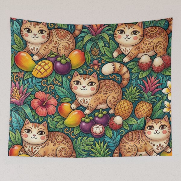 Item preview, Tropical Fruit Garden Cats designed and sold by Iampoji.