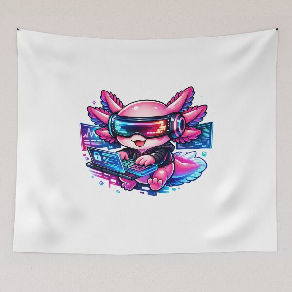 Item preview, Cyberpunk Axolotl Hacker designed and sold by PawsAndPixelsCo.