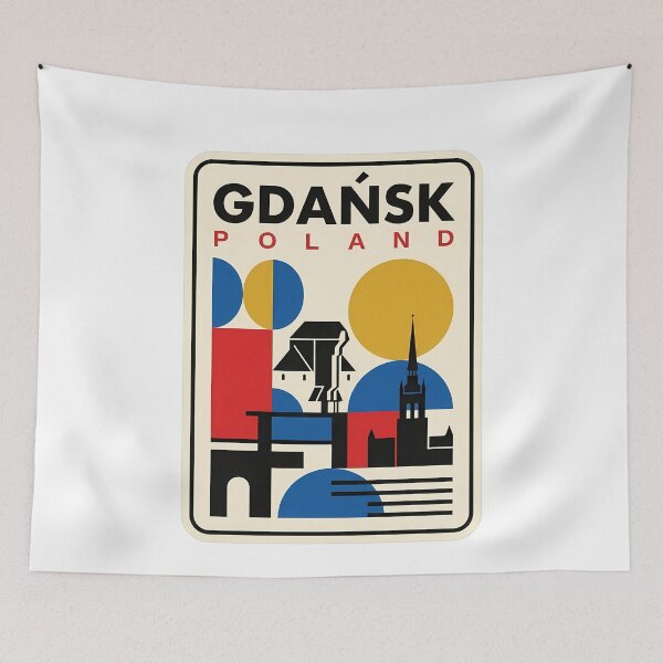 Item preview, Retro Gdansk Poland Geometric Bauhaus Landmark Style designed and sold by k3rstman1.