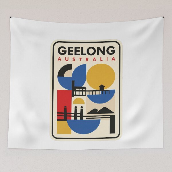 Item preview, Vintage Geelong Australia Geometric Bauhaus Travel Style designed and sold by k3rstman1.