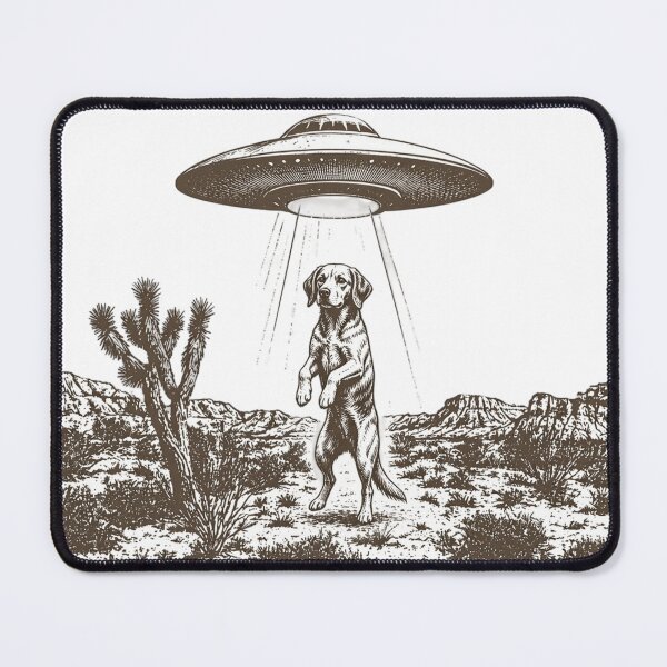 Item preview, UFO Dog Western Vintage Alien Graphic Funny Space Dog Retro Sci Fi Gift designed and sold by Thread&Fable.