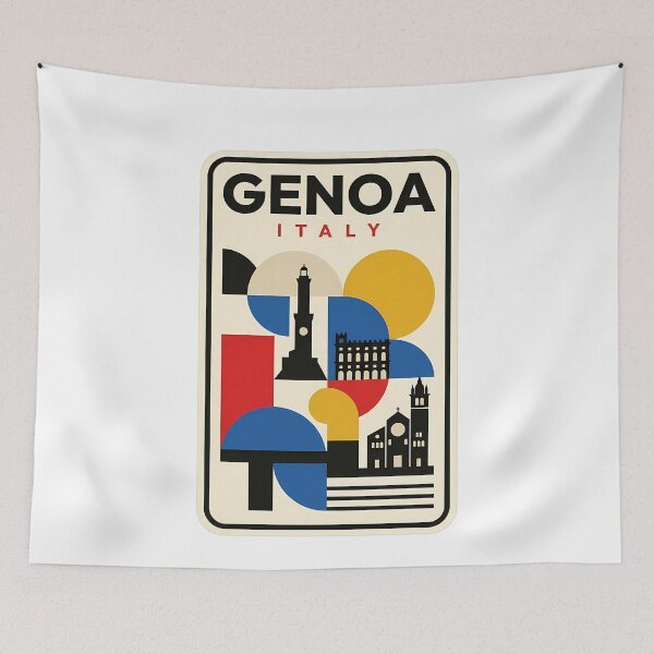 Item preview, Genoa Italy Vintage Geometric Travel Poster designed and sold by k3rstman1.