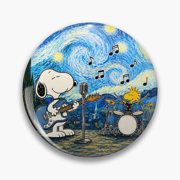 Item preview, Snoopy and Woodstock Rock Band Funny Starry Night Art designed and sold by Har-vee.