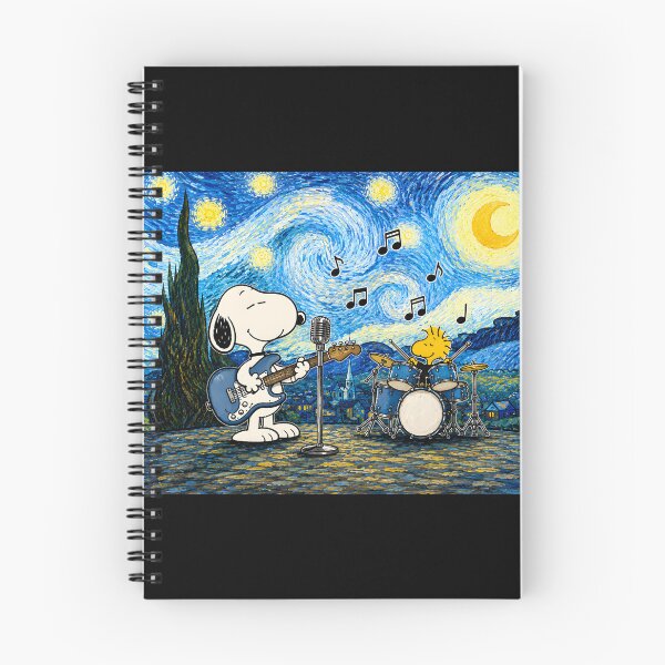 Item preview, Snoopy and Woodstock Rock Band Funny Starry Night Art designed and sold by Har-vee.