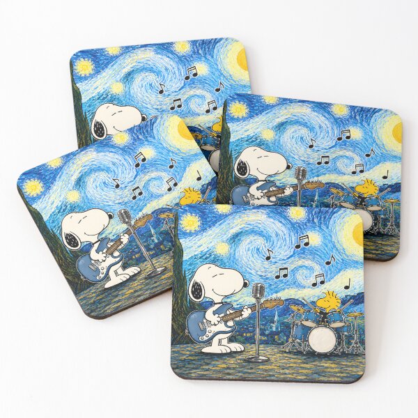 Item preview, Snoopy and Woodstock Rock Band Funny Starry Night Art designed and sold by Har-vee.