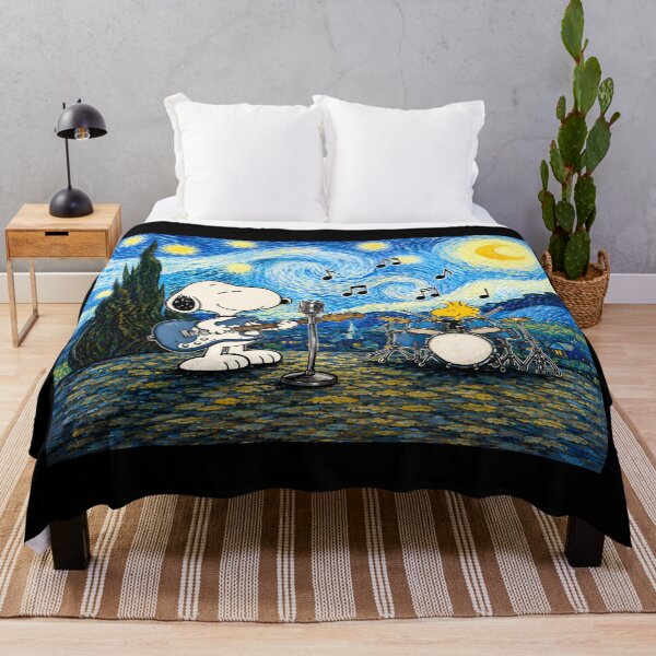 Item preview, Snoopy and Woodstock Rock Band Funny Starry Night Art designed and sold by Har-vee.