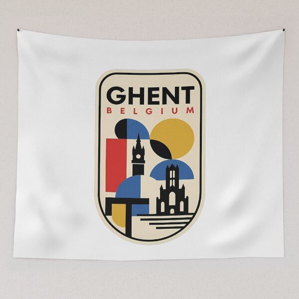 Item preview, Retro Ghent Belgium Abstract Geometric Cityscape designed and sold by k3rstman1.