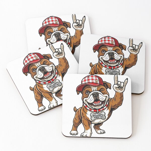 Item preview, Funny Bulldog Rock On Heavy Metal Dog With Cap designed and sold by BULLcompany.