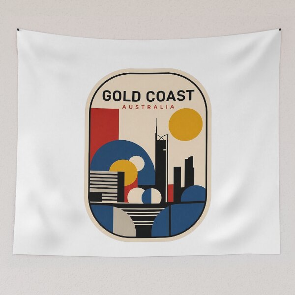 Item preview, Gold Coast Australia Retro Geometric City Skyline designed and sold by k3rstman1.