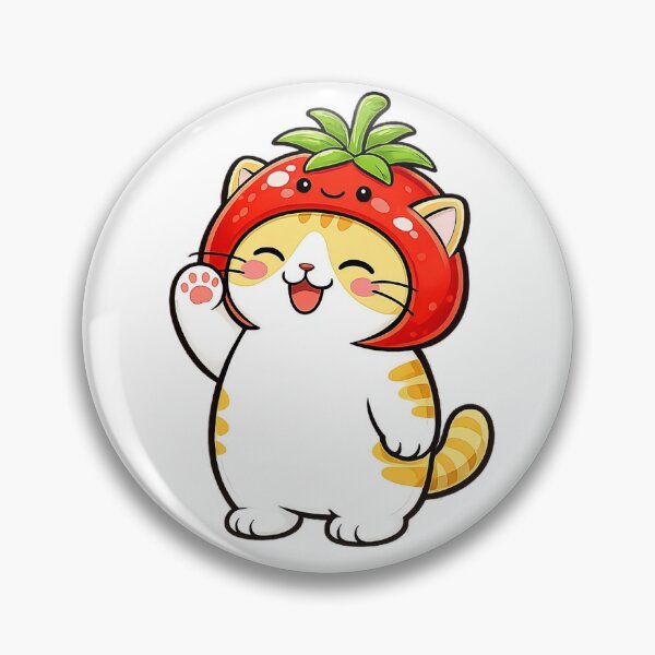 Item preview, Cute Orange Cat Wearing Tomato Hat Kawaii Red Vegetable Fruit Ginger Kitty Illustration designed and sold by NoopnyangStudio.