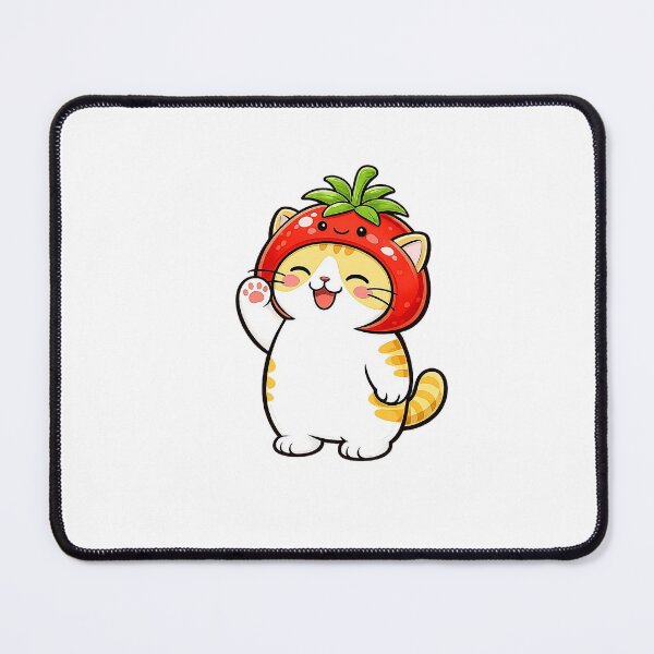 Item preview, Cute Orange Cat Wearing Tomato Hat Kawaii Red Vegetable Fruit Ginger Kitty Illustration designed and sold by NoopnyangStudio.