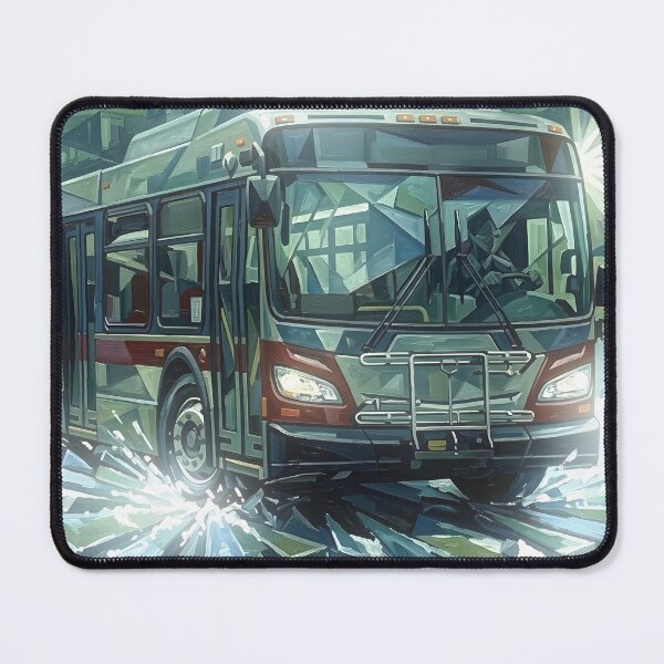 Item preview, Abstract Cubist City Bus Fine Art | Futuristic Geometric Urban Landscape | Modern Expressionist Transportation Print designed and sold by SergioMiklos.