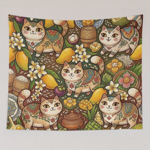 Item preview, Tropical Mango Garden Cats designed and sold by Iampoji.