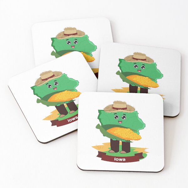 Item preview, Iowa State Map Character with Farmer Hat designed and sold by Travel.Art.