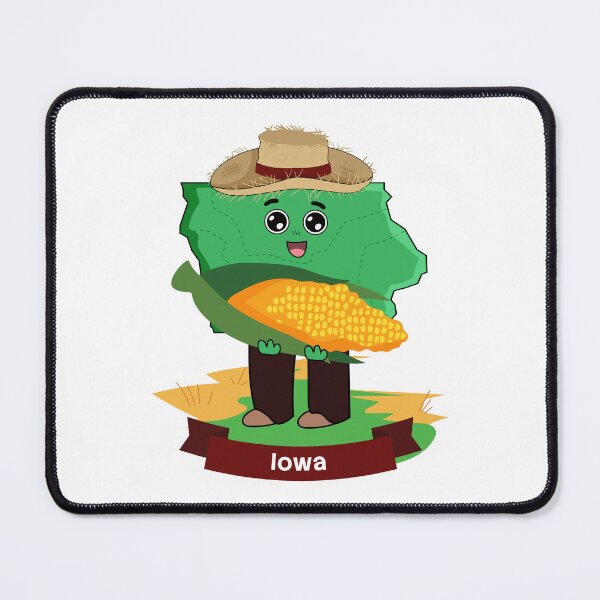 Item preview, Iowa State Map Character with Farmer Hat designed and sold by Travel.Art.