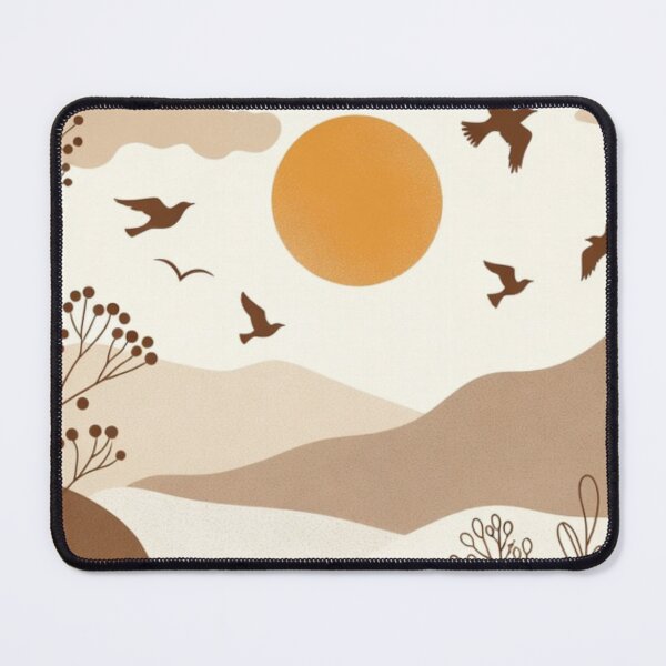 Item preview, Minimal Boho Sunset Landscape with Birds | Neutral Earth Tone Illustration designed and sold by GalleryPeak.