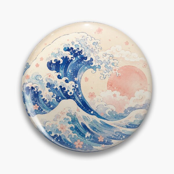 Item preview, Cute Ukiyo-e Ocean Wave Circle designed and sold by NeoSakura.