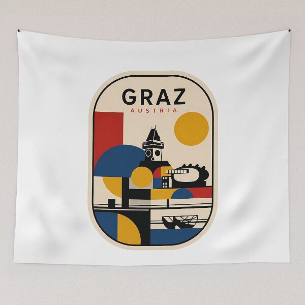 Item preview, Graz Austria Geometric Bauhaus City Skyline Landmarks designed and sold by k3rstman1.
