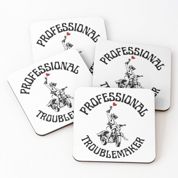 Item preview, Professional Troublemaker Retro Feminist Biker Girl Vintage Graphic designed and sold by Kattcatty.