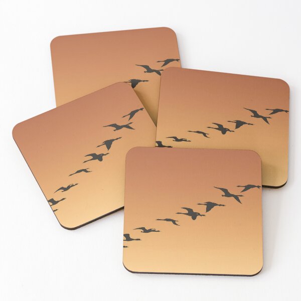 Item preview, Birds Flying Sunset Silhouette Warm Sky Art designed and sold by Luna-Flow.