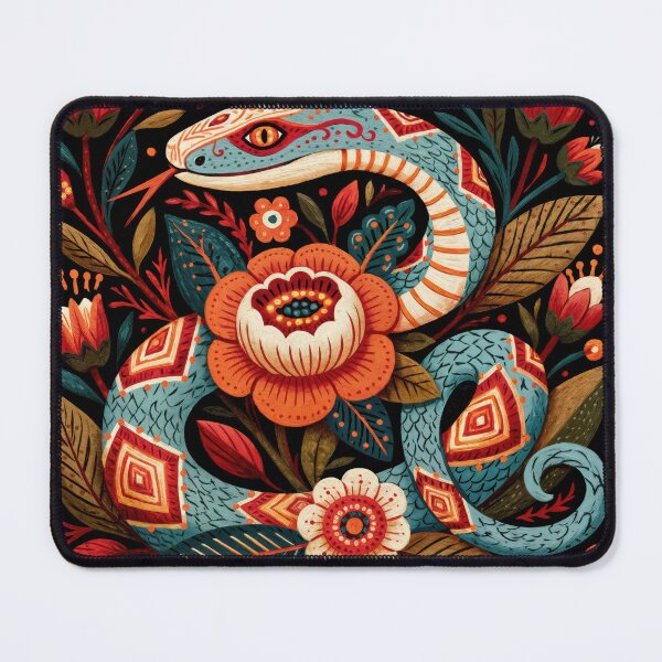 Item preview, Wall Art - Postcard - ILLUSTRATION: Serpent in Bloom – Geometric Elegance designed and sold by ForeverPrintsOK.