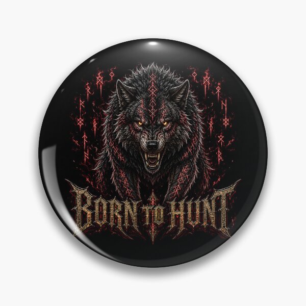 Item preview, Born to Hunt Wolf Gothic Viking Norse Rune Dark Fantasy designed and sold by Martin's_Design.