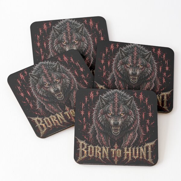 Item preview, Born to Hunt Wolf Gothic Viking Norse Rune Dark Fantasy designed and sold by Martin's_Design.