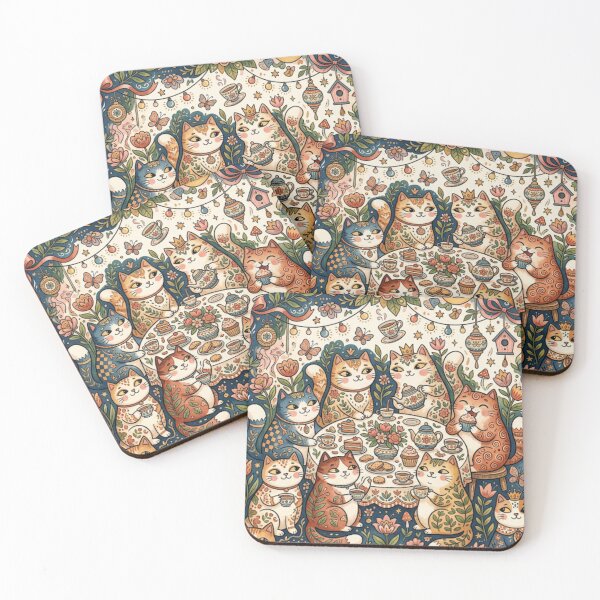 Item preview, Cozy Tea Time Cats designed and sold by Iampoji.