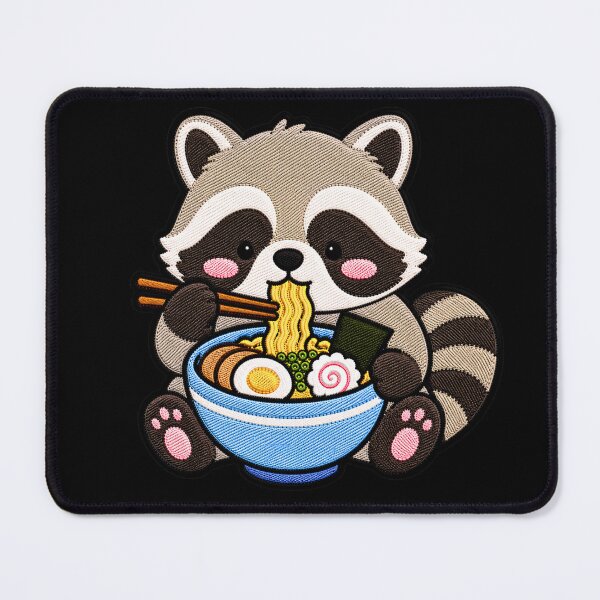 Item preview, Parche bordado de mapache ramen | Lindo mapache kawaii amante de los fideos designed and sold by ColorSplash123.