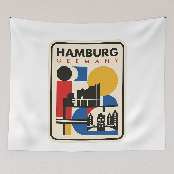 Item preview, Retro Bauhaus Hamburg Germany City Skyline designed and sold by k3rstman1.