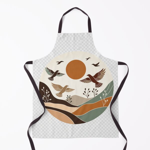 Item preview, Boho Flying Birds Landscape | Mid Century Earth Tone Nature Illustration designed and sold by GalleryPeak.