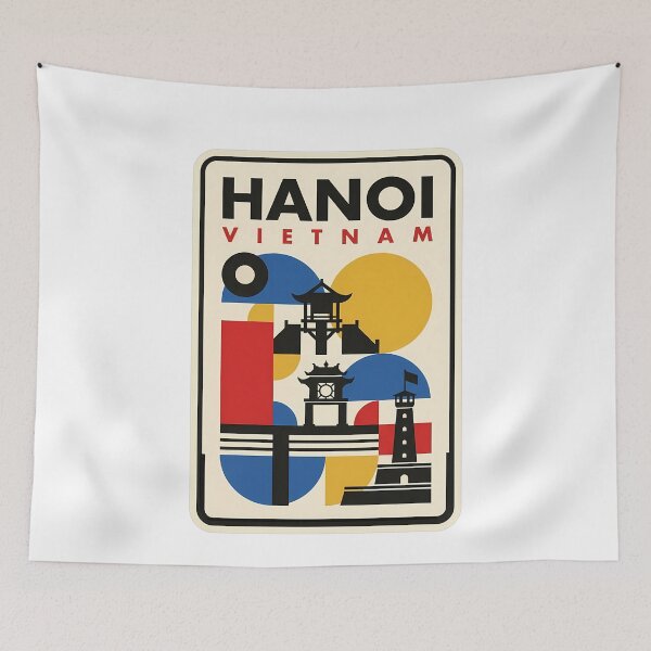 Item preview, Hanoi Vietnam Geometric Abstract Mid Century Travel designed and sold by k3rstman1.