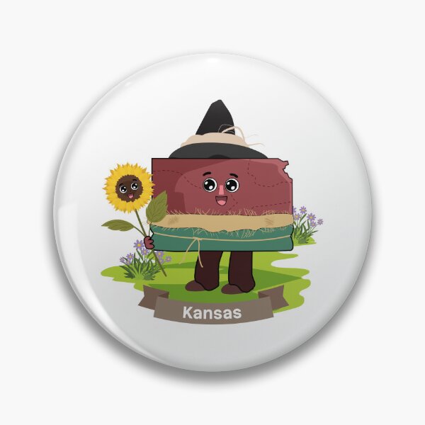 Item preview, Kansas State Map Character with Sunflower designed and sold by Travel.Art.