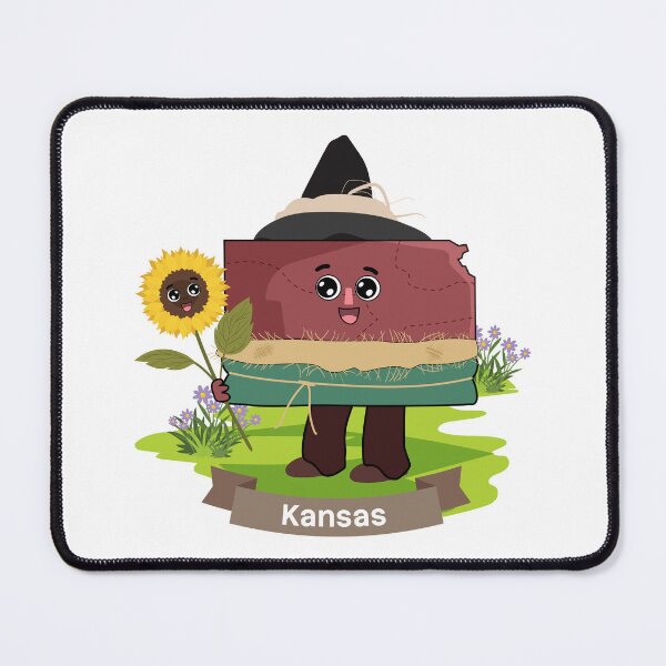 Item preview, Kansas State Map Character with Sunflower designed and sold by Travel.Art.