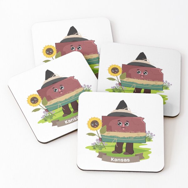 Item preview, Kansas State Map Character with Sunflower designed and sold by Travel.Art.