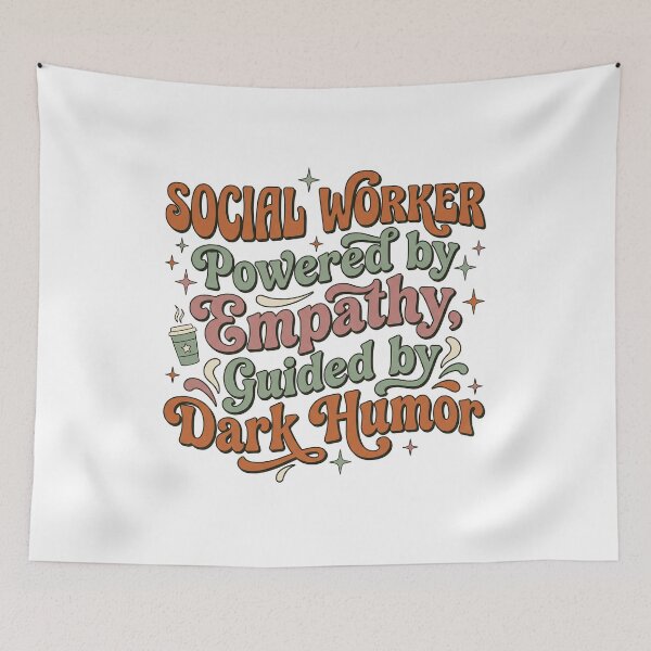 Item preview, Social Worker Powered by Empathy Guided by Dark Humor Funny Gift T-Shirt designed and sold by Osmose-Studio ⭐⭐⭐⭐⭐.