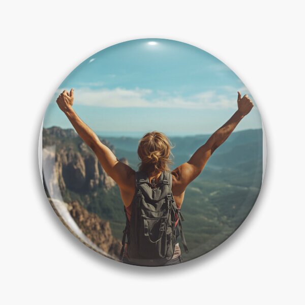 Item preview, Triumphant Hiker Above Mountain Valley designed and sold by Evergreen Horizon Works.