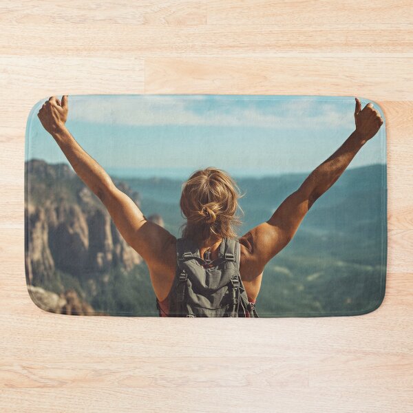 Item preview, Triumphant Hiker Above Mountain Valley designed and sold by Evergreen Horizon Works.