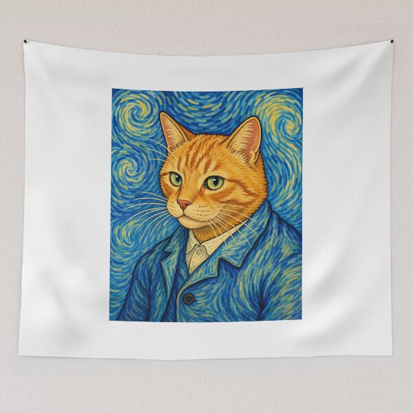 Item preview, Mittens Van Gogh Cartoon Style designed and sold by FyreHorse Designs.