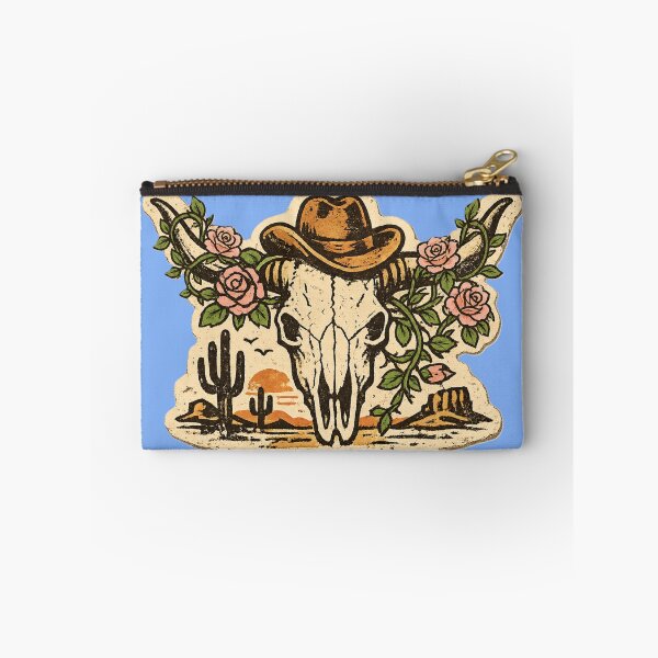 Item preview, Vintage Western Bull Skull Sticker with Cowboy Hat and Roses | Retro Desert Sunset Design designed and sold by stg-reigns.