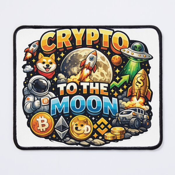 Item preview, Crypto To The Moon Funny Meme Design | Bitcoin Dogecoin Rocket Space Sticker designed and sold by Graphic Therapist.