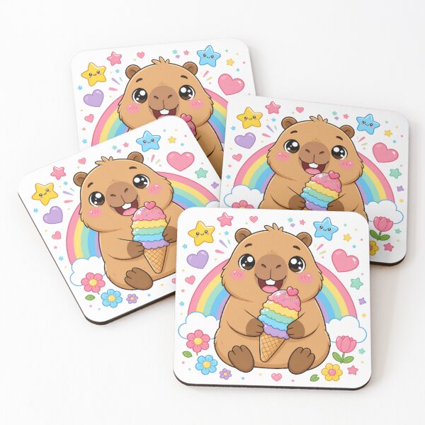 Item preview, Cute Capybara with Rainbow Ice Cream designed and sold by Girlsale.