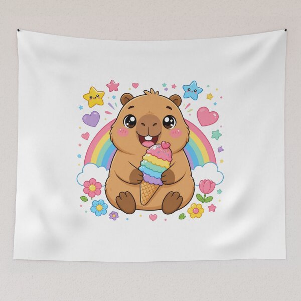 Item preview, Cute Capybara with Rainbow Ice Cream designed and sold by Girlsale.